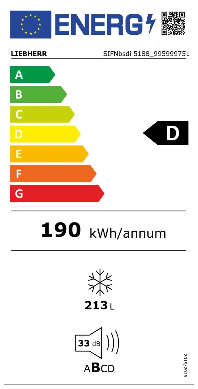 SIFNbsdi 5188 Peak NoFrost Zintegrowana zamrażarka z NoFrost